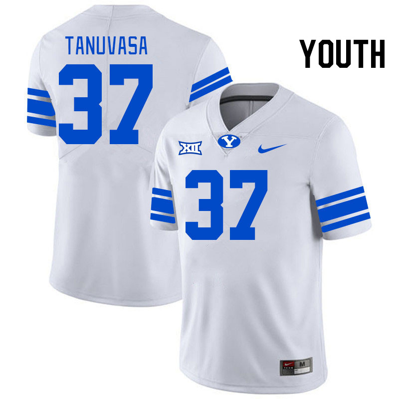 Youth #37 Malae Tanuvasa BYU Cougars College Football Jerseys Stitched Sale-White